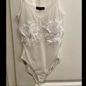 La hearts floral mesh bodysuits